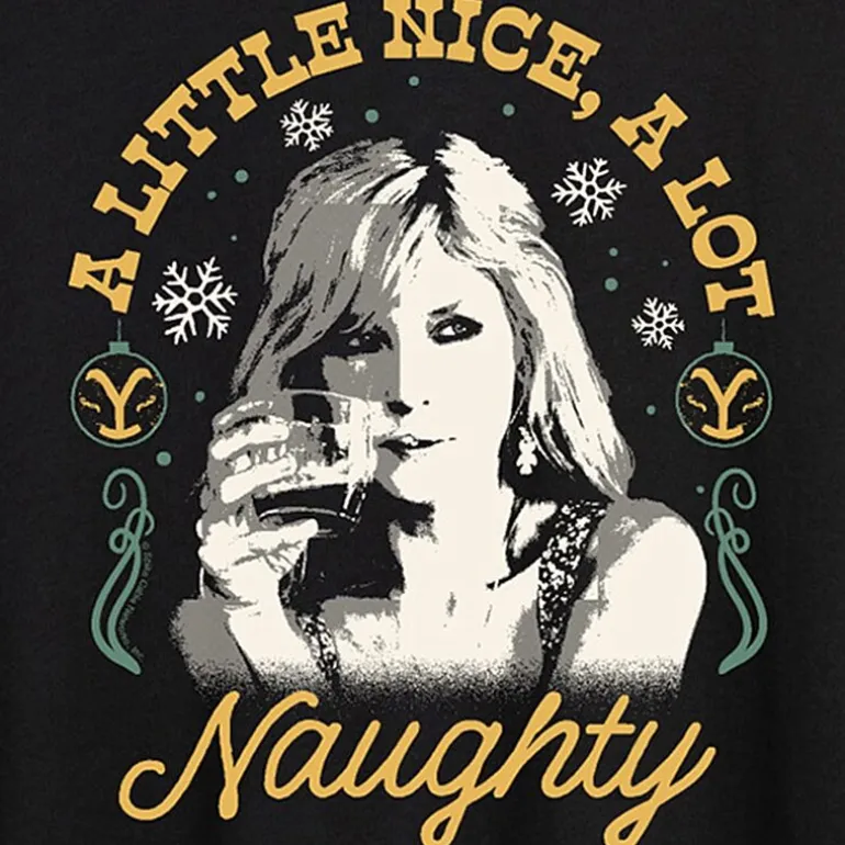 Yellowstone Beth Dutton Nice And Naughty Womens Juniors Crew Neck Short Sleeve Regular Fit Graphic T-Shirt