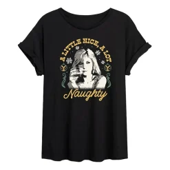 Yellowstone Beth Dutton Nice And Naughty Womens Juniors Crew Neck Short Sleeve Regular Fit Graphic T-Shirt