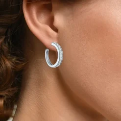 Yes, Please! C-Hoop Womens Lab Created White Sapphire 14K Gold Over Silver 20mm Hoop Earrings