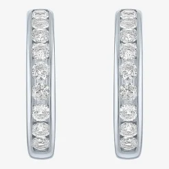 Yes, Please! C-Hoop Womens Lab Created White Sapphire 14K Gold Over Silver 20mm Hoop Earrings