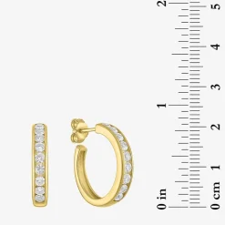 Yes, Please! C-Hoop Womens Lab Created White Sapphire 14K Gold Over Silver 20mm Hoop Earrings