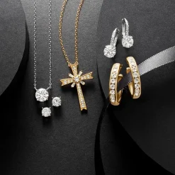 Yes, Please! C-Hoop Womens Lab Created White Sapphire 14K Gold Over Silver 20mm Hoop Earrings