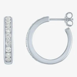 Yes, Please! C-Hoop Womens Lab Created White Sapphire 14K Gold Over Silver 20mm Hoop Earrings
