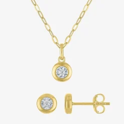 Yes, Please! (G-H, Si2-I1) Womens 1/10 CT. T.W. Lab Grown White Diamond 14K Gold Over Silver 2-pc. Jewelry Set