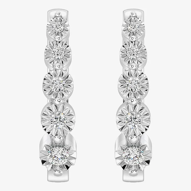 Yes, Please! (G/Si1-Si2) Womens 1/4 CT. T.W. Lab Grown White Diamond Sterling Silver 19.9mm Hoop Earrings