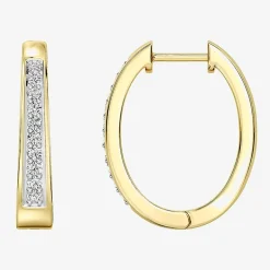 Yes, Please! (G, Si1-Si2) Womens 1/4 CT. T.W. Lab Grown White Diamond Sterling Silver 19.6mm Hoop Earrings