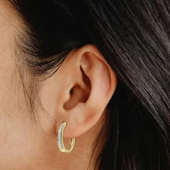 Yes, Please! (G, Si1-Si2) Womens 1/4 CT. T.W. Lab Grown White Diamond Sterling Silver 19.6mm Hoop Earrings
