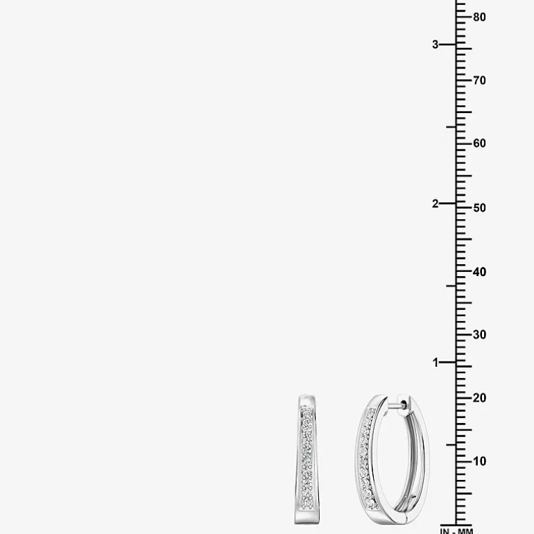 Yes, Please! (G, Si1-Si2) Womens 1/4 CT. T.W. Lab Grown White Diamond Sterling Silver 19.6mm Hoop Earrings