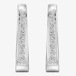 Yes, Please! (G, Si1-Si2) Womens 1/4 CT. T.W. Lab Grown White Diamond Sterling Silver 19.6mm Hoop Earrings