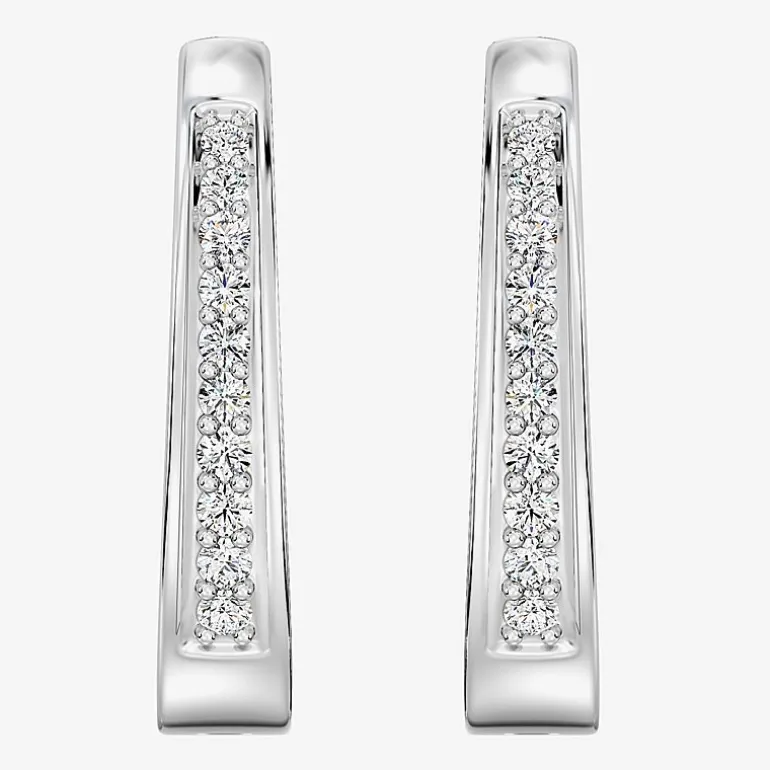 Yes, Please! (G, Si1-Si2) Womens 1/4 CT. T.W. Lab Grown White Diamond Sterling Silver 19.6mm Hoop Earrings