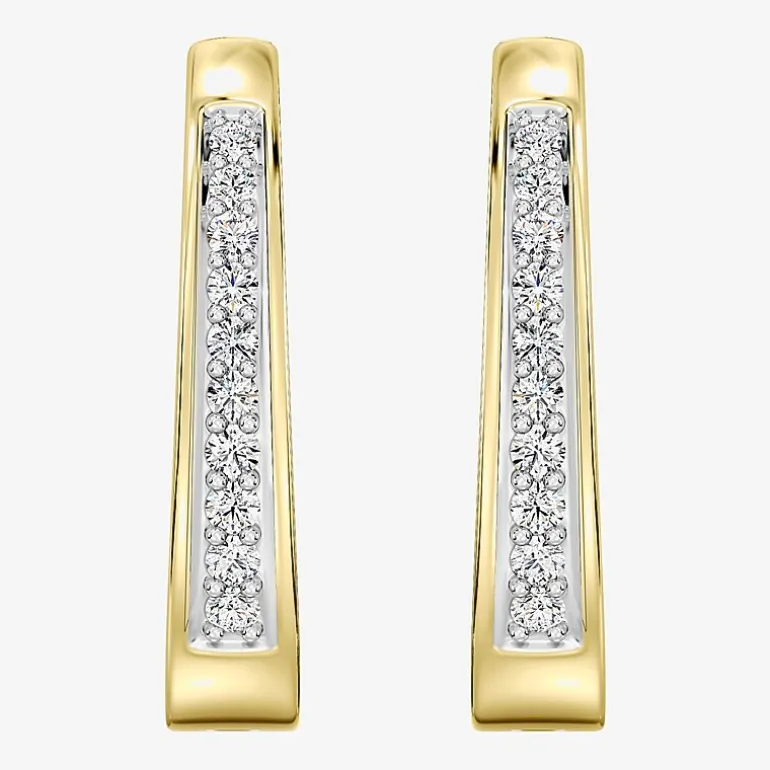 Yes, Please! (G, Si1-Si2) Womens 1/4 CT. T.W. Lab Grown White Diamond Sterling Silver 19.6mm Hoop Earrings