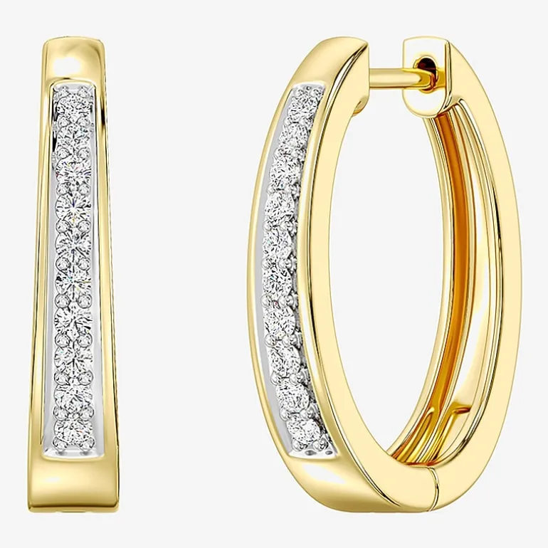 Yes, Please! (G, Si1-Si2) Womens 1/4 CT. T.W. Lab Grown White Diamond Sterling Silver 19.6mm Hoop Earrings
