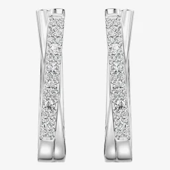 Yes, Please! (G, Si1-Si2) Womens 1/4 CT. T.W. Lab Grown White Diamond Sterling Silver 19.2mm Hoop Earrings