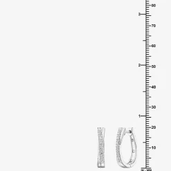 Yes, Please! (G, Si1-Si2) Womens 1/4 CT. T.W. Lab Grown White Diamond Sterling Silver 19.2mm Hoop Earrings