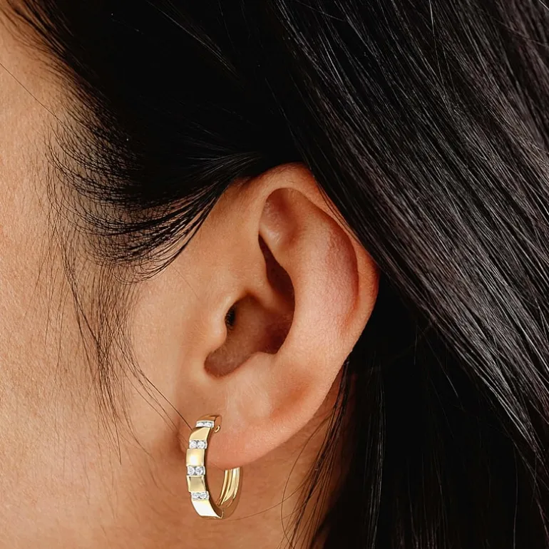 Yes Please! (Si1-Si2, G) Womens 1/4 CT. T.W. Lab Grown White Diamond 14K Gold Over Silver 20.2mm Hoop Earrings