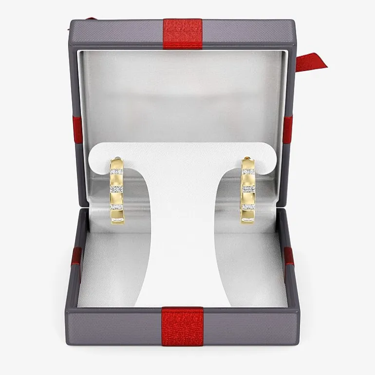 Yes Please! (Si1-Si2, G) Womens 1/4 CT. T.W. Lab Grown White Diamond 14K Gold Over Silver 20.2mm Hoop Earrings