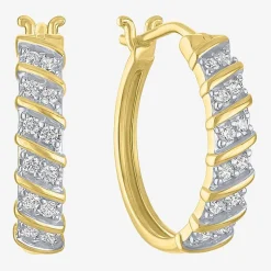 Yes, Please! Womens 1/4 CT. T.W. Lab Grown White Diamond Sterling Silver 17.5mm Hoop Earrings