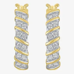 Yes, Please! Womens 1/4 CT. T.W. Lab Grown White Diamond Sterling Silver 17.5mm Hoop Earrings