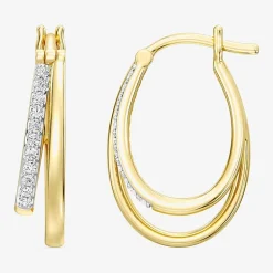 Yes, Please! Womens 1/4 CT. T.W. Lab Grown White Diamond Sterling Silver 20.6mm Hoop Earrings