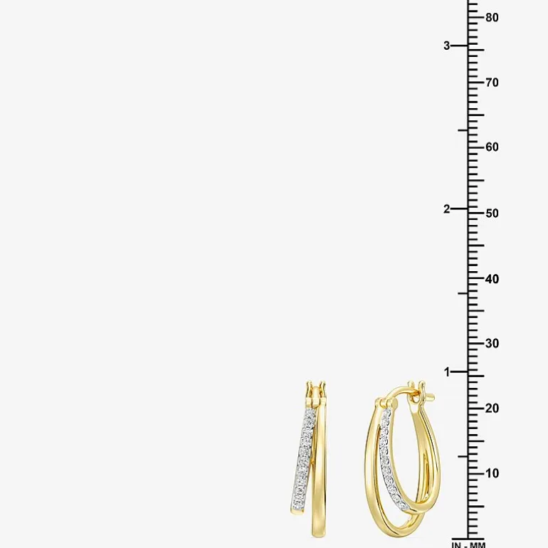 Yes, Please! Womens 1/4 CT. T.W. Lab Grown White Diamond Sterling Silver 20.6mm Hoop Earrings