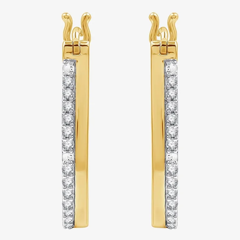 Yes, Please! Womens 1/4 CT. T.W. Lab Grown White Diamond Sterling Silver 25.4mm Hoop Earrings