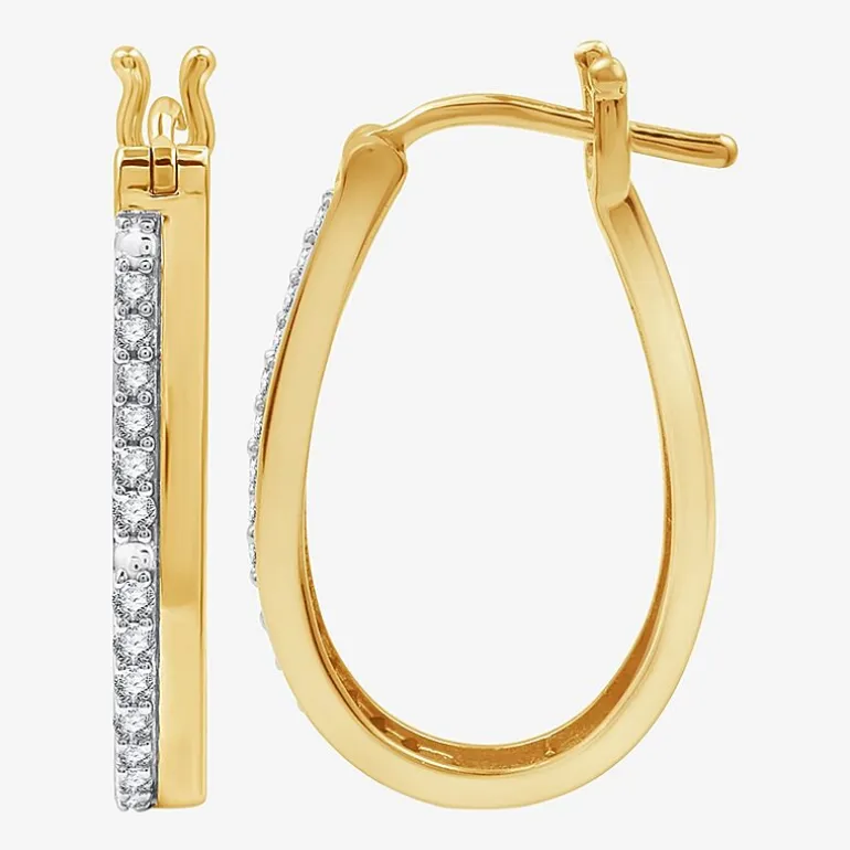 Yes, Please! Womens 1/4 CT. T.W. Lab Grown White Diamond Sterling Silver 25.4mm Hoop Earrings
