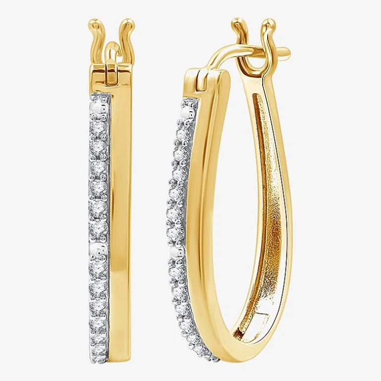 Yes, Please! Womens 1/4 CT. T.W. Lab Grown White Diamond Sterling Silver 25.4mm Hoop Earrings