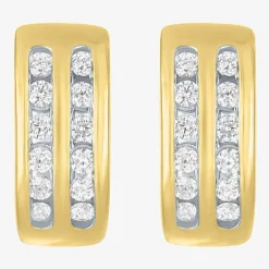 Yes, Please! Womens 1/4 CT. T.W. Lab Grown White Diamond Sterling Silver 11mm Hoop Earrings