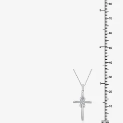 Yes, Please! Womens 1/10 CT. T.W. Lab Grown White Diamond Sterling Silver Cross Pendant Necklace