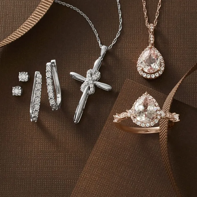 Yes, Please! Womens 1/10 CT. T.W. Lab Grown White Diamond Sterling Silver Cross Pendant Necklace