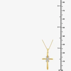 Yes, Please! Womens 1/10 CT. T.W. Lab Grown White Diamond Sterling Silver Cross Pendant Necklace