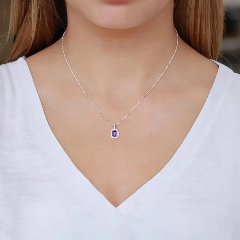 Yes, Please! Womens Lab Created Purple Amethyst Sterling Silver 18 Inch Pendant Necklace