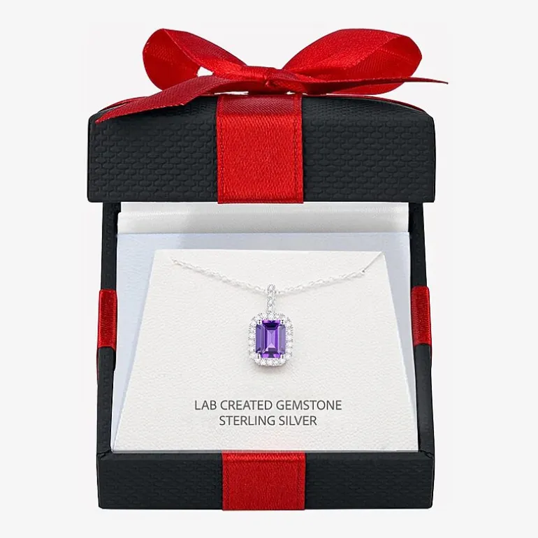Yes, Please! Womens Lab Created Purple Amethyst Sterling Silver 18 Inch Pendant Necklace