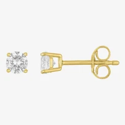 Yes, Please! Womens Lab Created White Sapphire 14K Gold Over Silver Round 2 Pair Earring Set