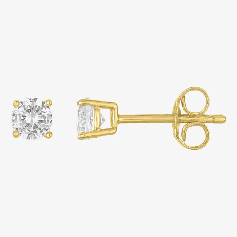 Yes, Please! Womens Lab Created White Sapphire 14K Gold Over Silver Round 2 Pair Earring Set