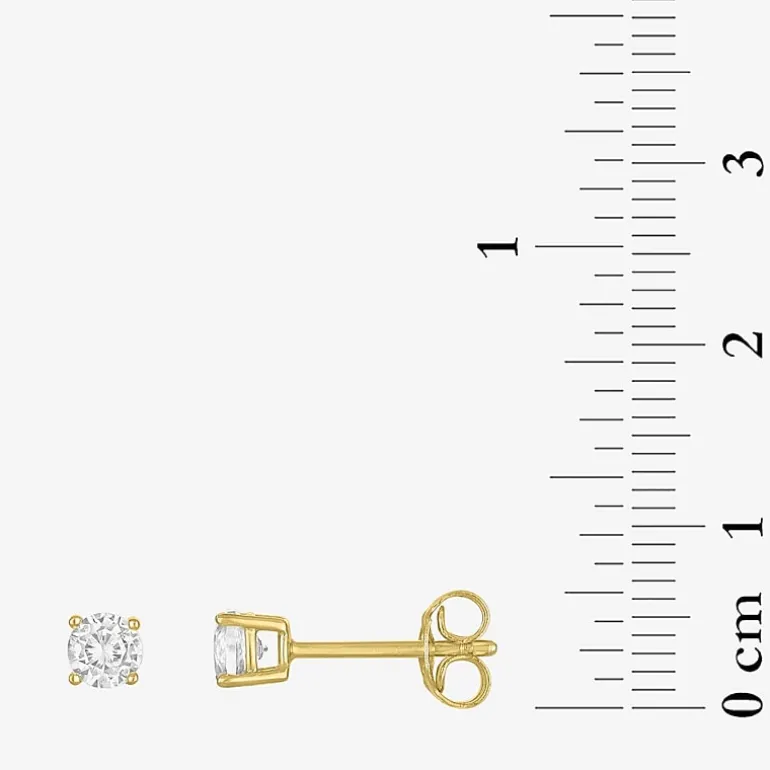 Yes, Please! Womens Lab Created White Sapphire 14K Gold Over Silver Round 2 Pair Earring Set