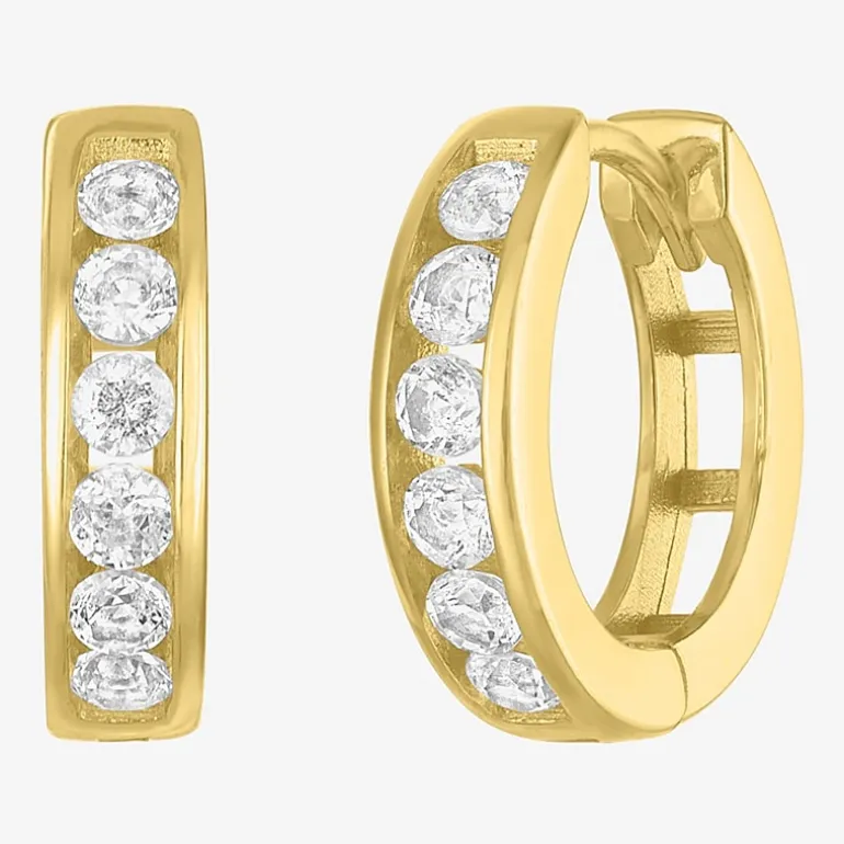 Yes, Please! Womens Lab Created White Sapphire 14K Gold Over Silver Round 2 Pair Earring Set