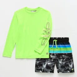 ZeroXposur Big Kid Boys UV Protection Camouflage 2-pc. Rash Guard Set