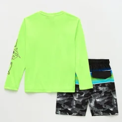 ZeroXposur Big Kid Boys UV Protection Camouflage 2-pc. Rash Guard Set