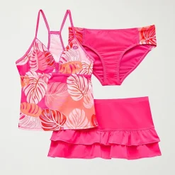 ZeroXposur Big Kid Girls Leaf 3-pc. Plus Tankini Set