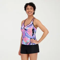 ZeroXposur Womens Built In Bra Tankini Swimsuit Top
