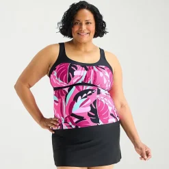 ZeroXposur Womens Comfort Straps Plus Tankini Swimsuit Top