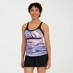 ZeroXposur Womens Comfort Straps Tie Dye Tankini Swimsuit Top